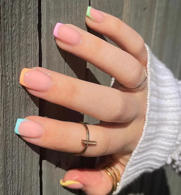 manicura francesa arcoiris