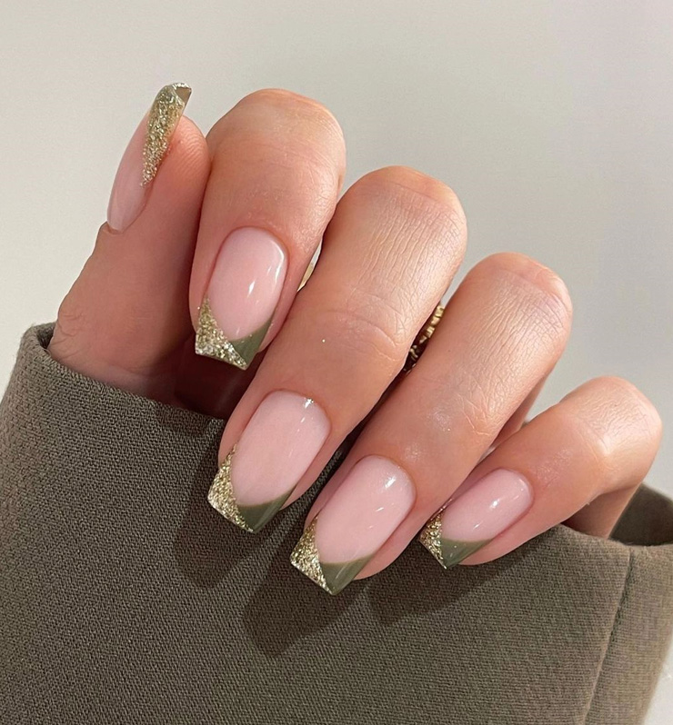 manicura francesa verde