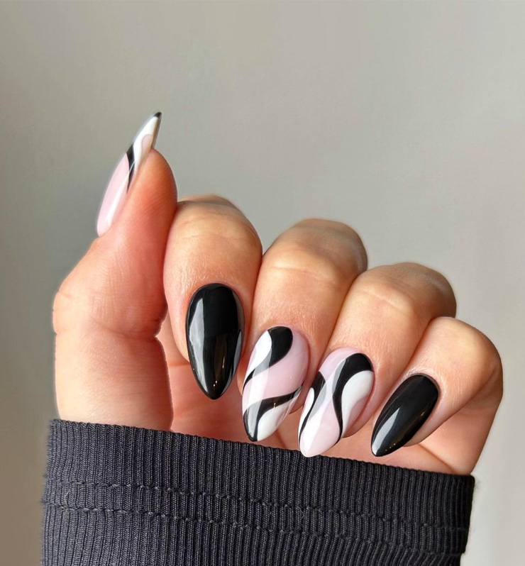 uñas negras soft gel