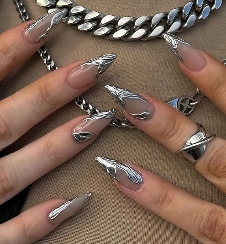 manicura relieve plata